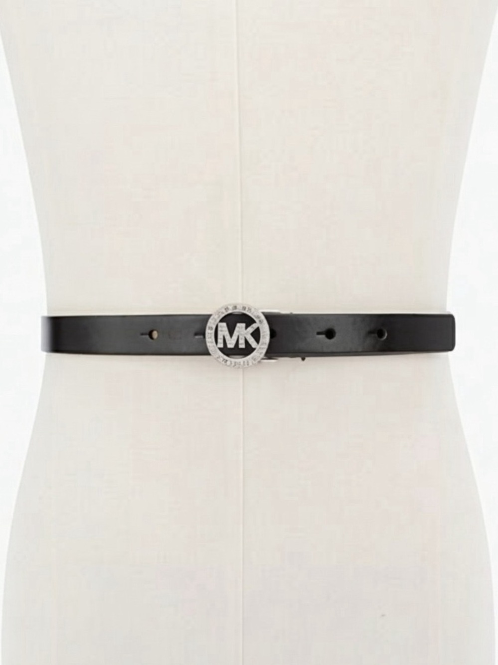 MICHAEL KORS Black Genuine Leather Crystal Embellished Buckle Belt--NWT--XL